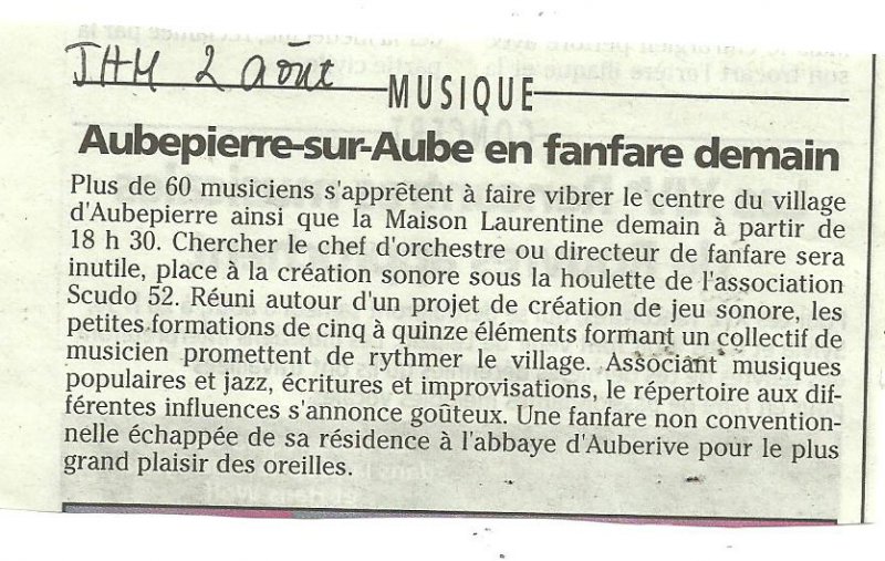 Aubepierre-sur-Aube en fanfare demain